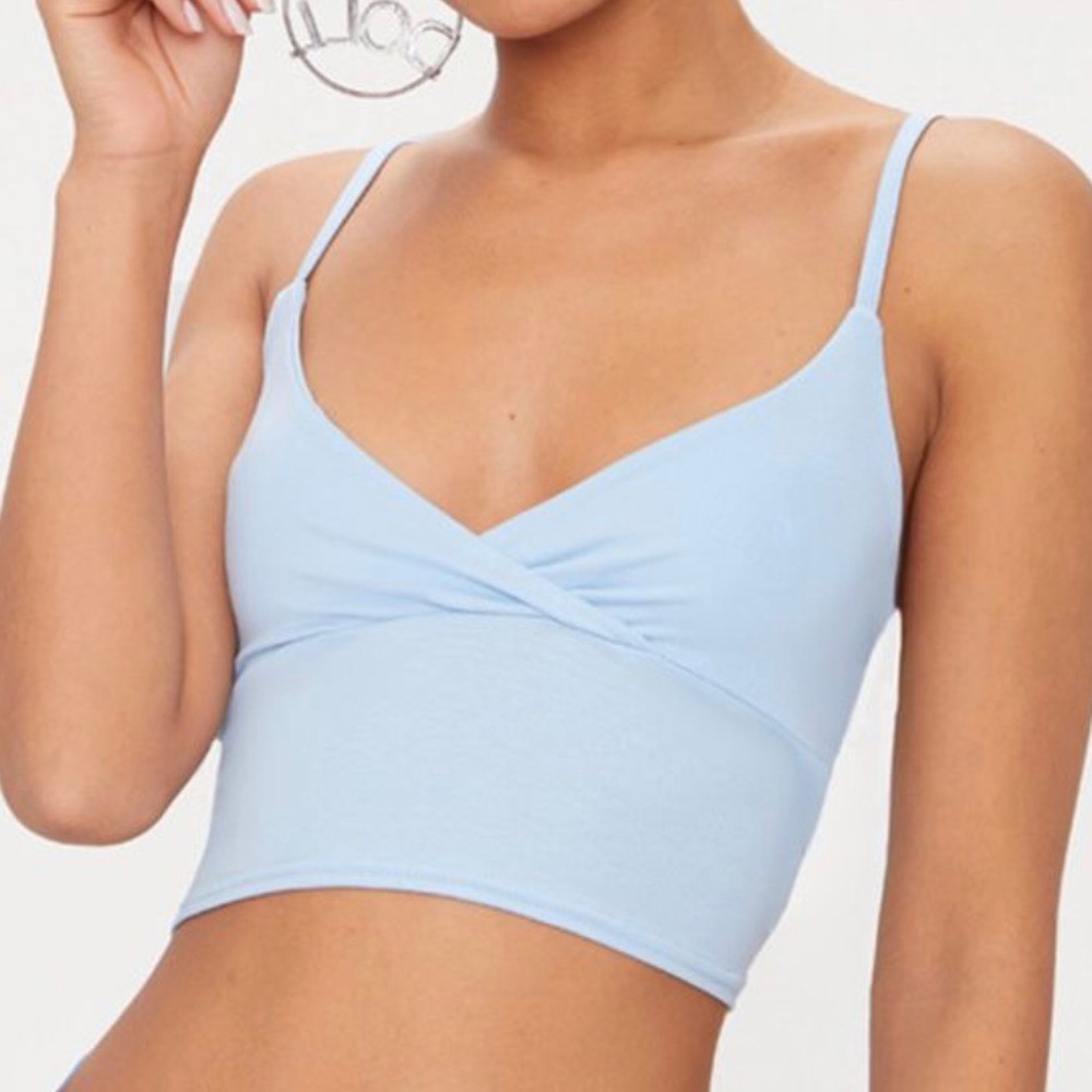 🦋SOLD‼️ Basic Pastel Blue Jersey Bralet Top - Picture 2 of 4